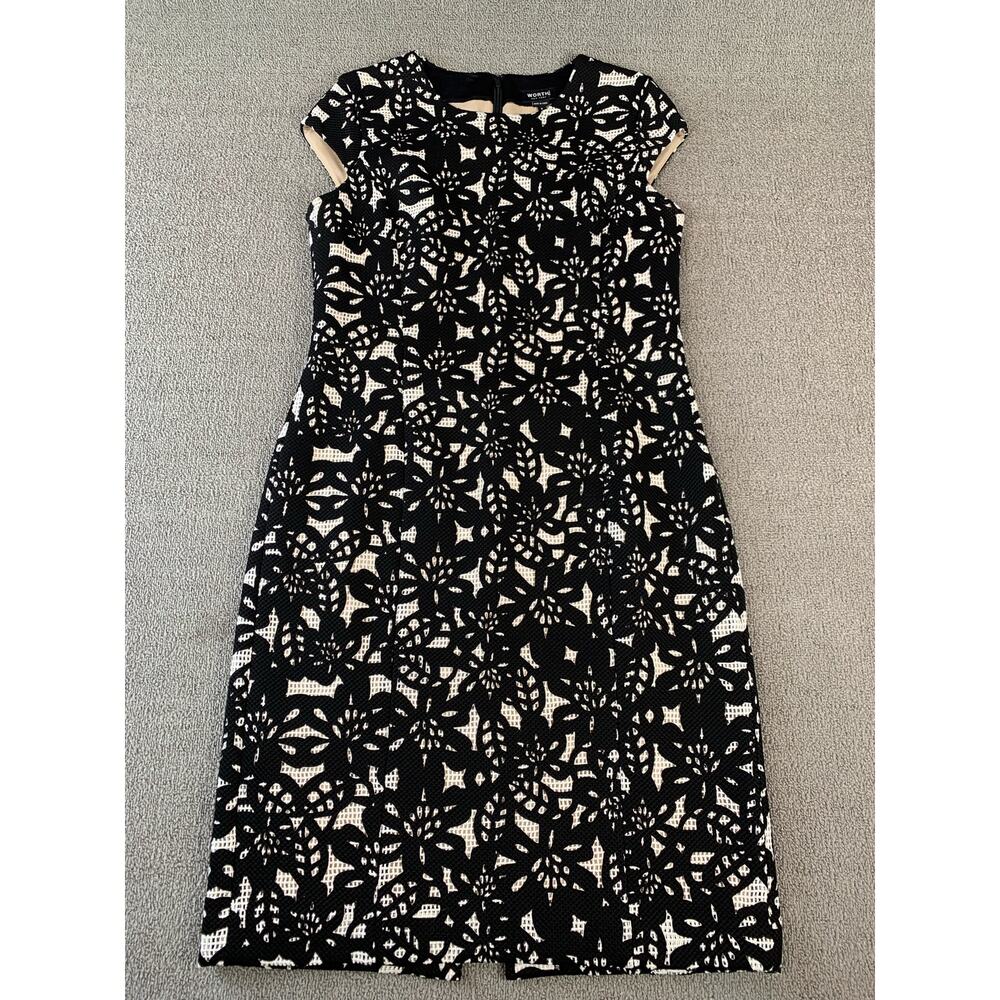 Worth New York Dress‎ Sheath Floral Overlay Silk Blend Cocktail Evening Size 8